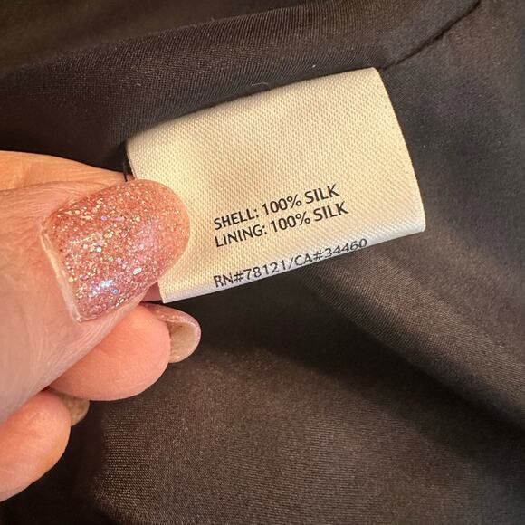 Eileen Fisher Silk Ruffle Tier Black Dress Size 10 - Picture 9 of 10